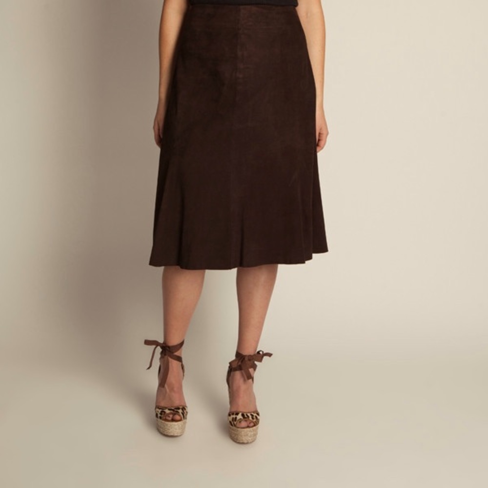 NEW Eileen Fisher mid length suede skirt